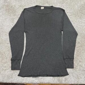 Vintage 90s Green Land Waffle Knit Shirt Gray Large Made in USA Long Sleeve